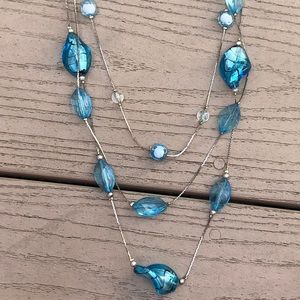 Blue crystal layered necklace